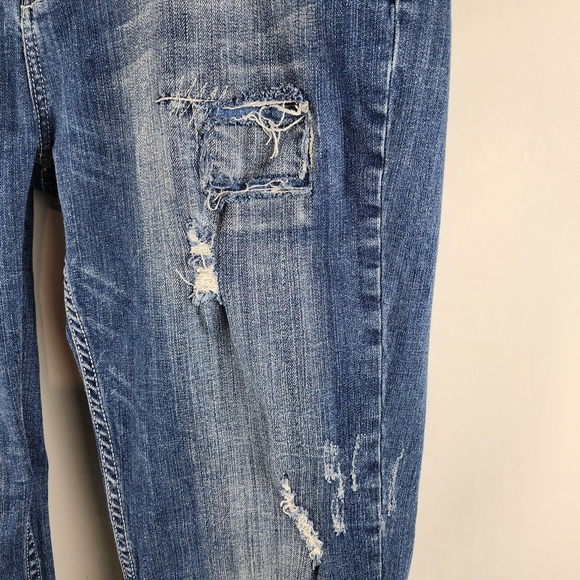 Vigoss Women Skinny Jean Mid Rise Distressed Flap Pocket Med Blue Sz 17 (36x30) - Picture 8 of 14